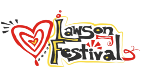 An image of the Love Lawson logo, a multi-stacked red heart on the left with the words Lawson Festival on the right.